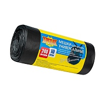 Мешки для мусора 240 л, черные, в рулоне 10 шт., ПНД 40 мкм, 1250х1000 мм, Крепак, 4607075710153 в Глазове