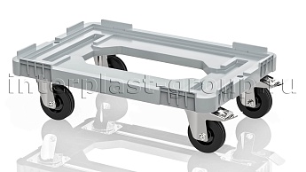 Тележка пластиковая с отверстием 2 колеса с тормозом усиленная серая в Глазове