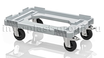 Тележка пластиковая с отверстием 2 колеса с тормозом серая в Глазове Тележка пластиковая с отверстием 2 колеса с тормозом серая в Глазове