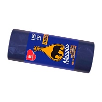 Мешки для мусора 160 л, синие, рулон 10 шт., ПВД, 35 мкм, 1100х900 мм, Уфа Пак, МВ1755 (МВ 160-10ср) в Глазове