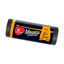 Мешки для мусора 30 л, черные, в рулоне 30 шт., ПНД, 7 мкм, 560х480 мм, Comfort, М0291 (МН 30-30ч) в Глазове