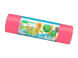 Мешки для мусора 120 л, с завязками, красные, в рулоне 10 шт., ПНД, 15 мкм, 800х750 мм, VIP, Z12010red в Глазове