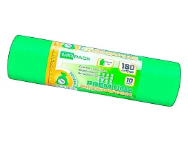 Мешки для мусора 180 л, ароматизированные, зеленые, в рулоне 10 шт., ПВД, 35 мкм, 1100х930 мм, PREMIUM+, 180105301 в Глазове