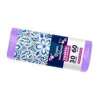 Мешки для мусора 30 л, сиреневые, в рулоне 60 шт., ПНД, 6 мкм, 560х480 мм, Узоры Чистоты, МУ4251 (МН 30-60сир) в Глазове