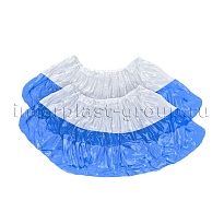 Бахилы бело-синие 1000 шт (500 пар), 48 мкм, двойная подошва, с одной резинкой, Эконом+ в Глазове