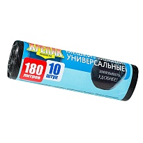Мешки для мусора 180 л, с ушками, черные, в рулоне 10 шт., ПНД, 20 мкм, 1150х800 мм, Крепак, 4607075710498 в Глазове
