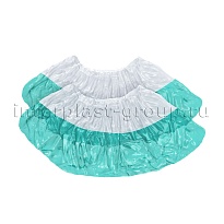 Бахилы бело-бирюзовые 1000 шт (500 пар), 48 мкм, двойная подошва, с одной резинкой, Эконом+ в Глазове Бахилы бело-бирюзовые 1000 шт (500 пар), 48 мкм, двойная подошва, с одной резинкой, Эконом+ в Глазове