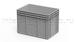 Евроконтейнер закрытые ручки/сплошное дно 600х400х420 серый