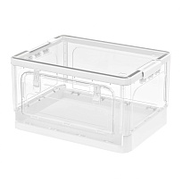 Ящик пластиковый складной прозрачный, дно белое, 360х235х230 мм, с колесиками в Глазове