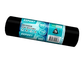 Мешки для мусора 160 л, ароматизированные, черные, в рулоне 10 шт., ПВД, 80 мкм, 1100х930 мм, EXPORT, exp16010142 в Глазове