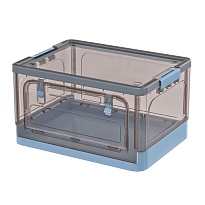 Ящик пластиковый складной прозрачный коричневый, дно синее,490х360х280 мм, с колесиками в Глазове