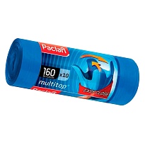 Мешки для мусора 160 л, с ушками, синие, в рулоне 10 шт., ПВД, 30 мкм, 1250х900 мм, PACLAN Multitop, 604064 в Глазове