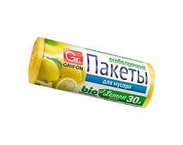 Мешки для мусора 30 л, ароматизированные, Лимон, желтые, в рулоне 20 шт., ПНД, 9 мкм, 560х530 мм, GRIFON Aroma, 101-020 Li в Глазове Мешки для мусора 30 л, ароматизированные, Лимон, желтые, в рулоне 20 шт., ПНД, 9 мкм, 560х530 мм, GRIFON Aroma, 101-020 Li в Глазове