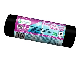 Мешки для мусора 60 л, черные, в рулоне 20 шт., ПНД, 7 мкм, 700х600 мм, MIRPACK Classik, 602050 в Глазове