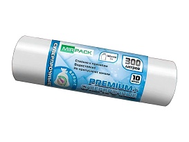 Мешки для мусора 300 л, белые, в рулоне 10 шт., ПВД 70 мкм, 1400х1000 мм, PREMIUM+, 300101602 в Глазове