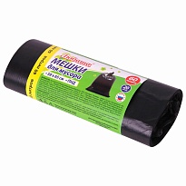 ММешки для мусора 60 л, черные, в рулоне 20 шт., ПНД, 8 мкм, 650х580 мм, Любаша, 608092 в Глазове