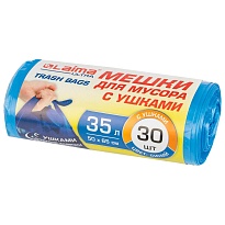 Мешки для мусора 35 л, с ушками, синие, в рулоне 30 шт., ПНД, 11 мкм, 650х500 мм, LAIMA ULTRA, 607684 в Глазове