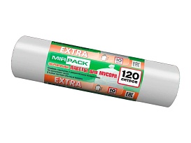 Мешки для мусора 120 л, белые, в рулоне 10 шт., ПНД, 14 мкм, 1100х700 мм, EXTRA, ex1201803 в Глазове