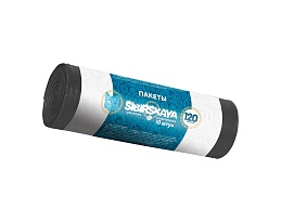 Мешки для мусора 120 л, черные, в рулоне 10 шт., ПНД, 14 мкм, 1100х700 мм, SIBIRSKAYA, 101-008 S в Глазове