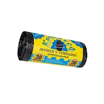 Мешки для мусора 30 л, с ушками, черные, в рулоне 30 шт., ПНД, 8 мкм, 580х460 мм, Крепакоф, 4607075710412 в Глазове Мешки для мусора 30 л, с ушками, черные, в рулоне 30 шт., ПНД, 8 мкм, 580х460 мм, Крепакоф, 4607075710412 в Глазове