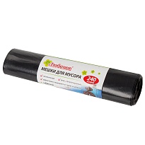 Мешки для мусора 240 л, черные, в рулоне 5 шт., ПВД 30 мкм, 1300х900 мм, Любаша, 605338 в Глазове