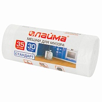 Мешки для мусора 35 л, белые, в рулоне 30 шт., ПНД, 6 мкм, 550х480 мм, LAIMA, 605538 в Глазове