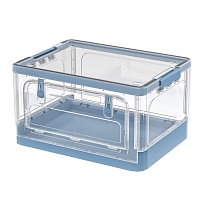 Ящик пластиковый складной прозрачный, дно синее, 490х360х280 мм, с колесиками в Глазове