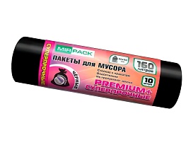 Мешки для мусора 160 л, ароматизированные, черные, в рулоне 10 шт., ПВД, 35 мкм, 1100х930 мм, PREMIUM+, 16010530 в Глазове Мешки для мусора 160 л, ароматизированные, черные, в рулоне 10 шт., ПВД, 35 мкм, 1100х930 мм, PREMIUM+, 16010530 в Глазове